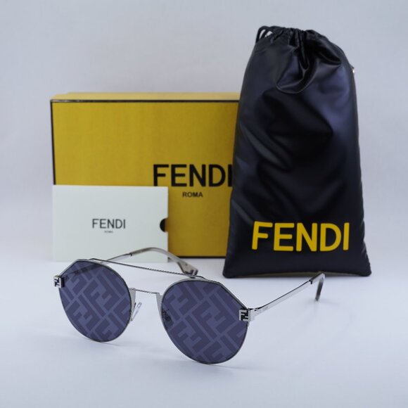 Fendi Other - Fendi FE40060U 16X FENDI SKY Round Sunglasses - Silver/Blue with FF Pattern